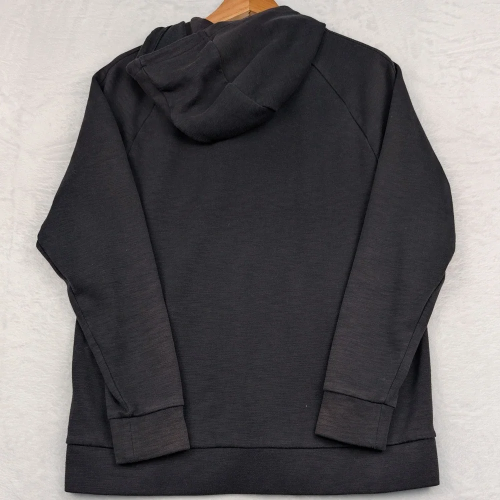Nike Hoodie Men's L Black Slub Full Zip Fleece Raglan Small Logo Athleisure